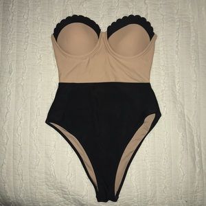 Black and nude two toned bathing suit